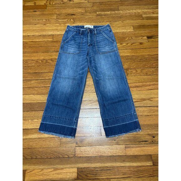Abercrombie & Fitch Cropped Stovepipe Wide Leg Denim Jeans Womens Sz 6R (28x26) - Picture 1 of 5